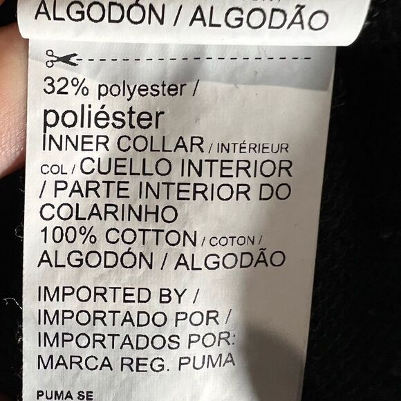 Puma half zipper cropped pull over sweatshirt black size XL - Picture 12 of 15